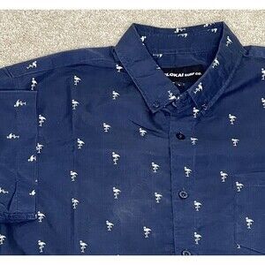 Molokai Surf Co Mens‎ Short Sleeve Blue Large Flamingo